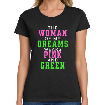 The Woman of My Dreams wears pink and green Thumbnail